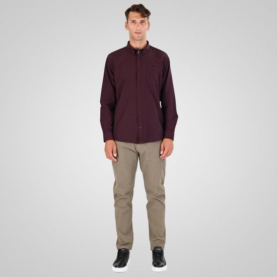 Double Outfitters GS-5225 Koszula oxford Bordowy - Koszule - Koszule 2XL-10XL