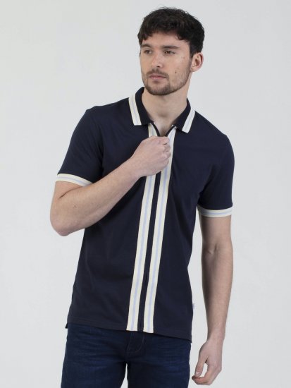 Mish Mash Belgrade Zip Through Polo Navy - Koszulki polo - Koszulki Polo 2XL-8XL