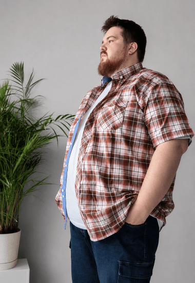 Kam Jeans 6368 Checked Short Sleeve Shirt Red - Koszule - Koszule 2XL-10XL
