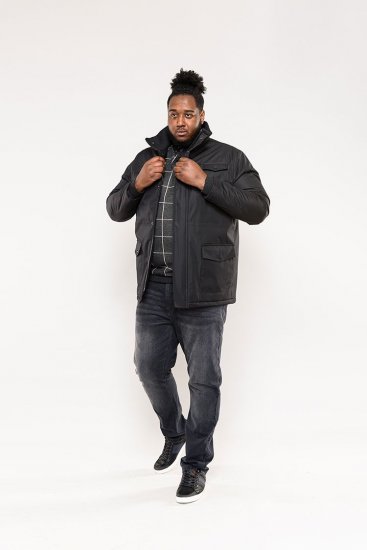 D555 Fargo Five Pocket Jacket With Ribbed Neck and Inner Quilting Black - Kurtki Męskie Duże Rozmiary - Kurtki Duże rozmiary 2XL-8XL