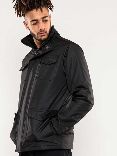 D555 Fargo Five Pocket Jacket With Ribbed Neck and Inner Quilting Black - Kurtki Męskie Duże Rozmiary - Kurtki Duże rozmiary 2XL-8XL