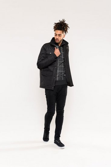 D555 Fargo Five Pocket Jacket With Ribbed Neck and Inner Quilting Black - Kurtki Męskie Duże Rozmiary - Kurtki Duże rozmiary 2XL-8XL