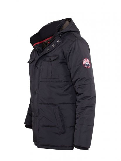 D555 Lonsdale Parka Style Jacket With Embroidery Patch On Sleeve Black - Kurtki Męskie Duże Rozmiary - Kurtki Duże rozmiary 2XL-8XL