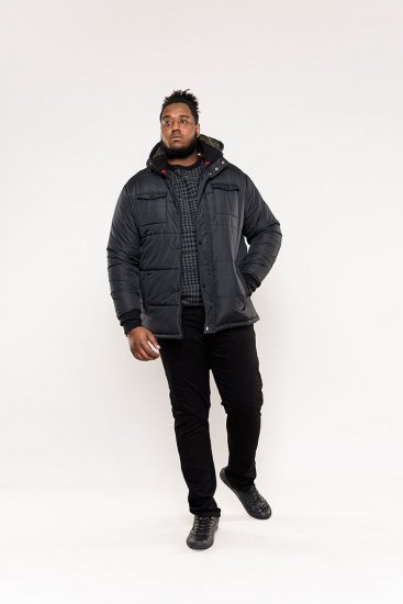 D555 Lonsdale Parka Style Jacket With Embroidery Patch On Sleeve Black - Kurtki Męskie Duże Rozmiary - Kurtki Duże rozmiary 2XL-8XL