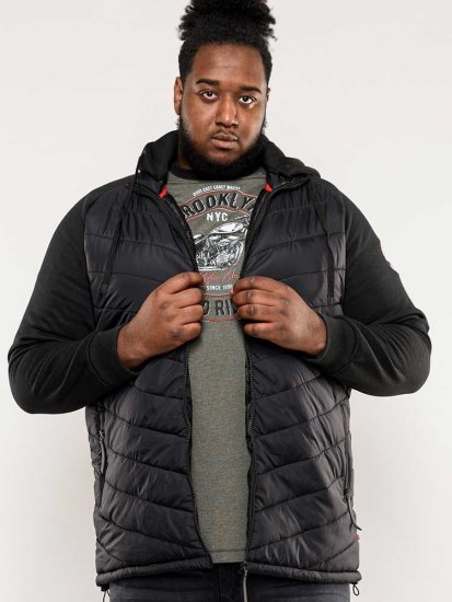 D555 Thorpe Hooded Quilted Jacket With Fleece Sleeves And Removable Fleece Hood - Kurtki Męskie Duże Rozmiary - Kurtki Duże rozmiary 2XL-8XL