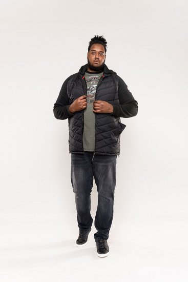 D555 Thorpe Hooded Quilted Jacket With Fleece Sleeves And Removable Fleece Hood - Kurtki Męskie Duże Rozmiary - Kurtki Duże rozmiary 2XL-8XL