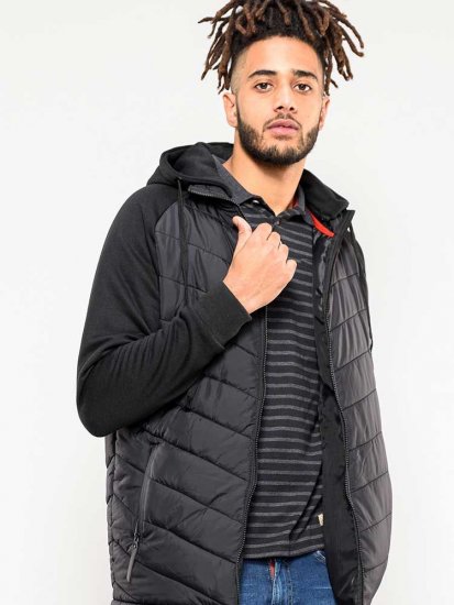D555 Thorpe Hooded Quilted Jacket With Fleece Sleeves And Removable Fleece Hood - Kurtki Męskie Duże Rozmiary - Kurtki Duże rozmiary 2XL-8XL