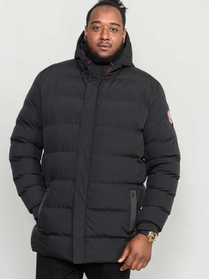 D555 Grove Quilted Parka Jacket Black - Kurtki Męskie Duże Rozmiary - Kurtki Duże rozmiary 2XL-8XL
