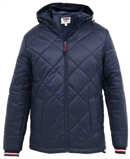 D555 Angus Diamond Quilted Puffer Jacket Navy - Kurtki Męskie Duże Rozmiary - Kurtki Duże rozmiary 2XL-8XL