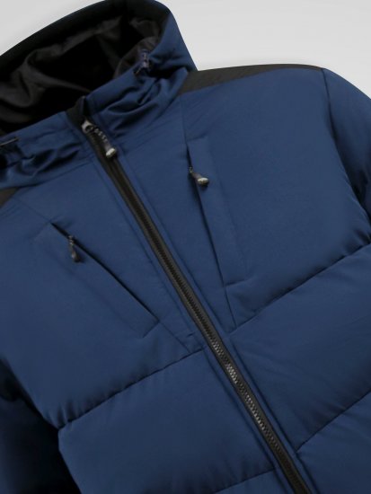 D555 Hank Ripstop Contrast Panelled Padded Hooded Jacket Granatowy - Kurtki Męskie Duże Rozmiary - Kurtki Duże rozmiary 2XL-8XL