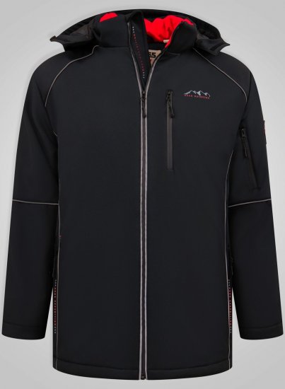 D555 Jamie Soft Shell Detachable Hood Padded Jacket Czarny - Kurtki Męskie Duże Rozmiary - Kurtki Duże rozmiary 2XL-8XL