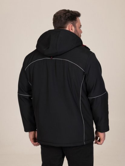 D555 Jamie Soft Shell Detachable Hood Padded Jacket Czarny - Kurtki Męskie Duże Rozmiary - Kurtki Duże rozmiary 2XL-8XL