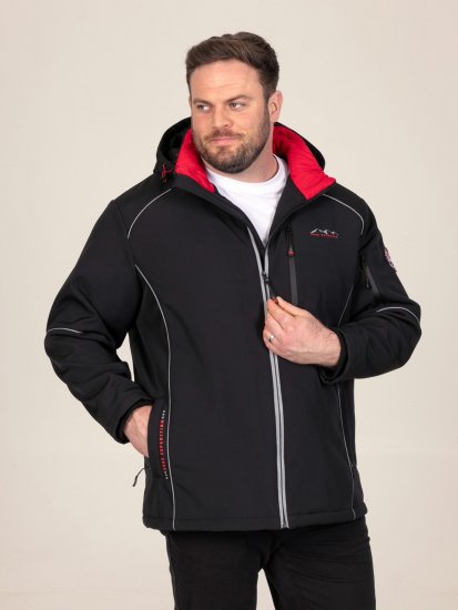 D555 Jamie Soft Shell Detachable Hood Padded Jacket Czarny TALL - TALL kurtki - Kurtki TALL dla wysokich mężczyzn