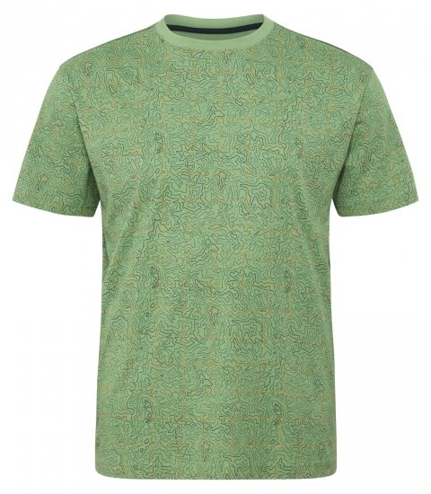 North Latitude Allover Printed T-shirt Średnia Zieleń - Koszulki - T-shirty meskie Duże Rozmiary - 2XL-14XL