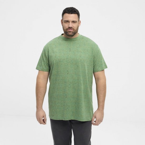 North Latitude Allover Printed T-shirt Średnia Zieleń - Koszulki - T-shirty meskie Duże Rozmiary - 2XL-14XL