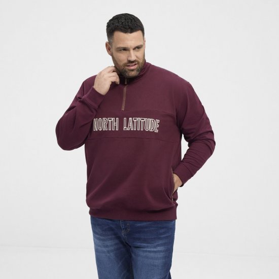 North Latitude Half Zip Bluza Bordowa - Bluzy & bluzy z kapturem - Bluzy & Bluzy z kapturem 2XL-12XL