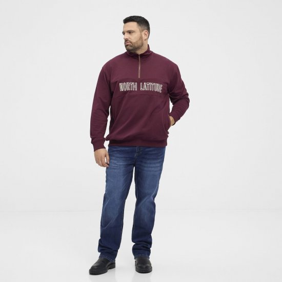 North Latitude Half Zip Bluza Bordowa - Bluzy & bluzy z kapturem - Bluzy & Bluzy z kapturem 2XL-12XL