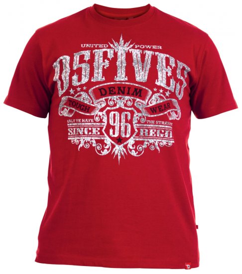 D555 Ames T-shirt Red - Koszulki - T-shirty meskie Duże Rozmiary - 2XL-14XL
