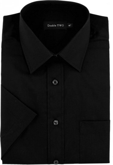 Double TWO Classic Easy Care Long Sleeve Black - Koszule - Koszule 2XL-10XL