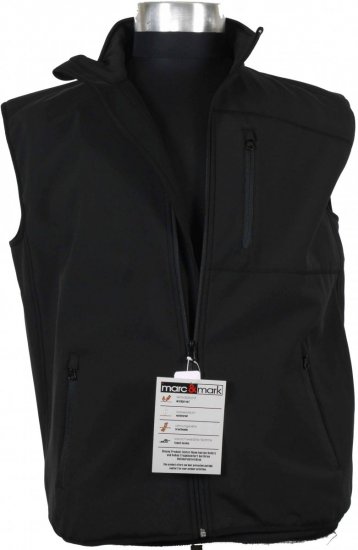 Marc & Mark Softshell-vest Black - Kurtki Męskie Duże Rozmiary - Kurtki Duże rozmiary 2XL-8XL