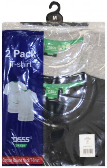 D555 Fenton 2-pack Black/Grey T-shirt - Koszulki - T-shirty meskie Duże Rozmiary - 2XL-14XL