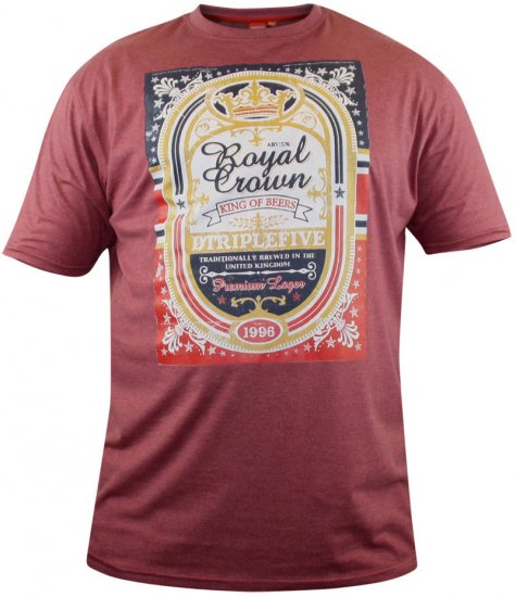 D555 Roderick Burgundy T-shirt - Koszulki - T-shirty meskie Duże Rozmiary - 2XL-14XL