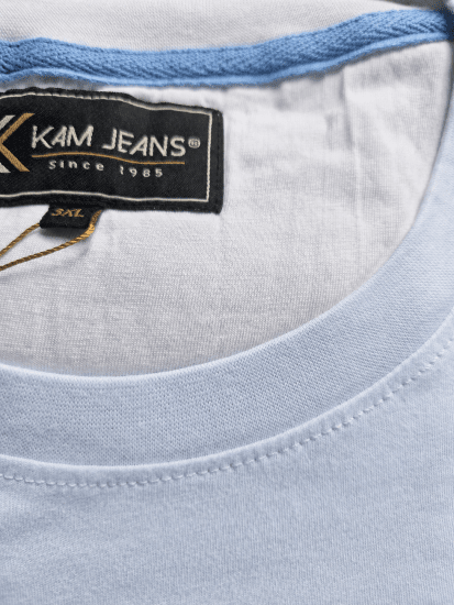 Kam Jeans 5780 Cut And Sew Panel T-Shirt Navy - Koszulki - T-shirty meskie Duże Rozmiary - 2XL-14XL