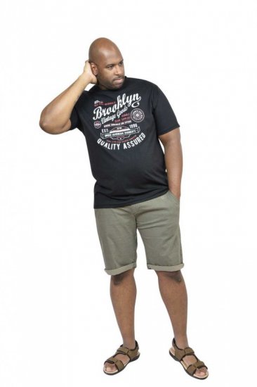 D555 NEAL Brooklyn Crew Neck T-Shirt Black - Koszulki - T-shirty meskie Duże Rozmiary - 2XL-14XL