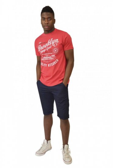 D555 NEAL Brooklyn Crew Neck T-Shirt Red - Koszulki - T-shirty meskie Duże Rozmiary - 2XL-14XL