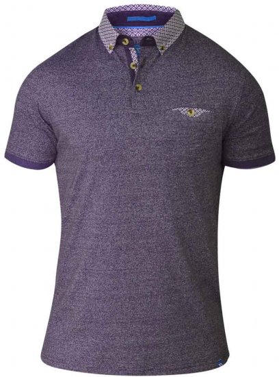 D555 DIEGO Short Sleeve Twist Polo Purple - Koszulki polo - Koszulki Polo 2XL-8XL