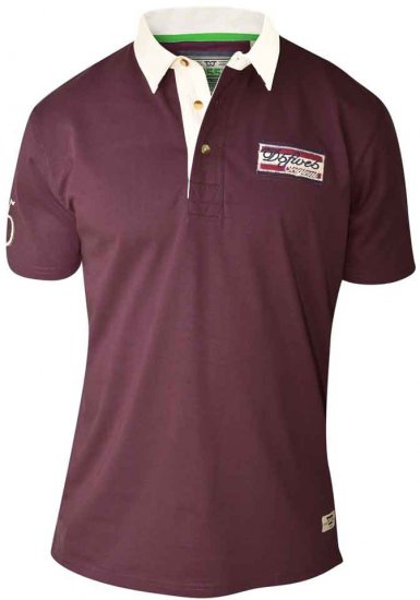 D555 NASH Short Sleeve Rugby Shirt Burgundy - Koszulki polo - Koszulki Polo 2XL-8XL