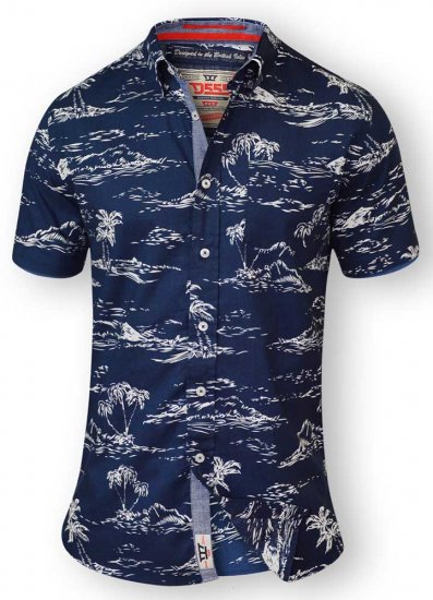 D555 NESTOR Hawaiian Print Shirt Navy - Koszule - Koszule 2XL-10XL