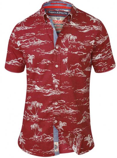 D555 NESTOR Hawaiian Print Shirt Red - Koszule - Koszule 2XL-10XL