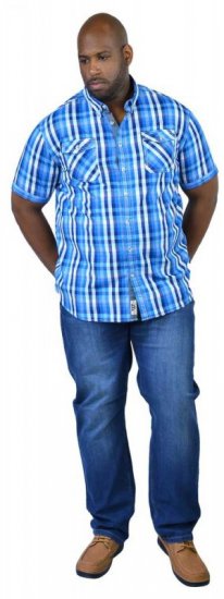 D555 EMANUEL Short Sleeve Turq & Blue Shirt - Koszule - Koszule 2XL-10XL
