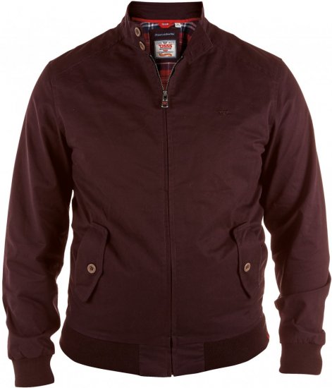 D555 Windsor Cotton Harrington Jacket Burgundy - Kurtki Męskie Duże Rozmiary - Kurtki Duże rozmiary 2XL-8XL