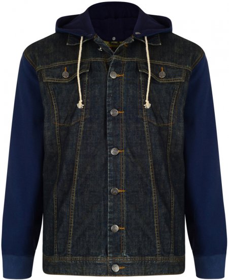Kam Jeans Jose Denim Jacket With Detachable Hood - Kurtki Męskie Duże Rozmiary - Kurtki Duże rozmiary 2XL-8XL