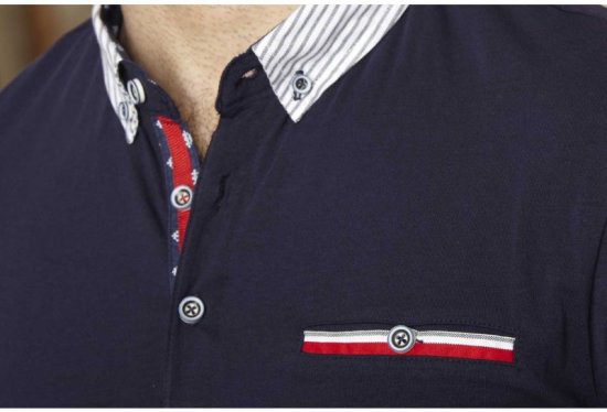 D555 GARFIELD Short Sleeve Stretch Polo Shirt Navy - Koszulki polo - Koszulki Polo 2XL-8XL