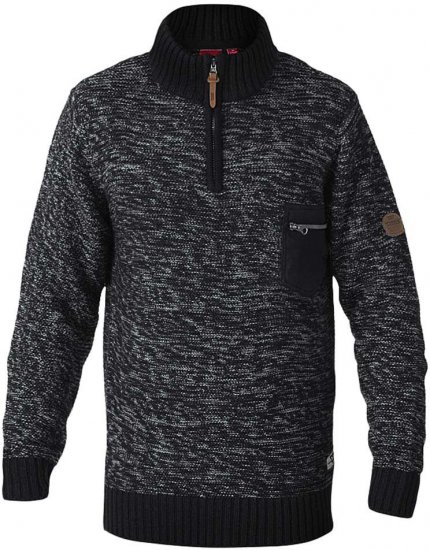 D555 REMINGTON Sweater With Woven Zipper Chest Pocket Black/Charcoal - Bluzy & bluzy z kapturem - Bluzy & Bluzy z kapturem 2XL-12XL