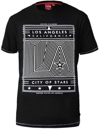 D555 OAKLEY LA Geometric Print Crew Neck T-Shirt Black - Koszulki - T-shirty meskie Duże Rozmiary - 2XL-14XL