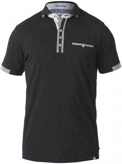 D555 SWANN Short Sleeve Stretch Polo Black - Koszulki polo - Koszulki Polo 2XL-8XL