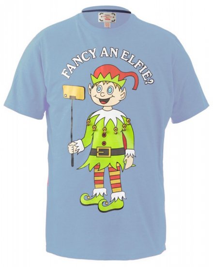 D555 Fancy an Elfie T-shirt Blue - Koszulki - T-shirty meskie Duże Rozmiary - 2XL-14XL