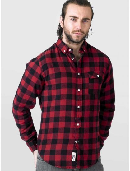 D555 Lawton LS Flannel Shirt Red - Koszule - Koszule 2XL-10XL