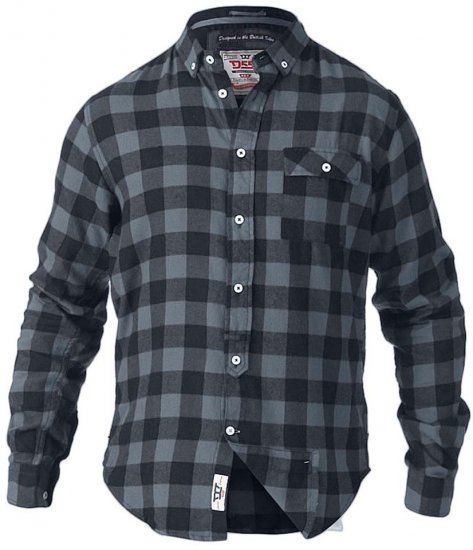 D555 Lawton LS Flannel Shirt Grey - Koszule - Koszule 2XL-10XL