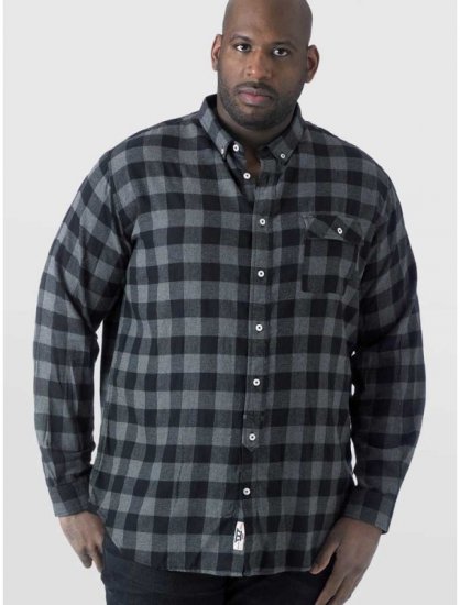D555 Lawton LS Flannel Shirt Grey - Koszule - Koszule 2XL-10XL