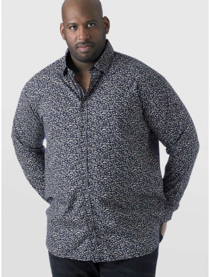 D555 Radcliff LS Printed Shirt Navy - Koszule - Koszule 2XL-10XL