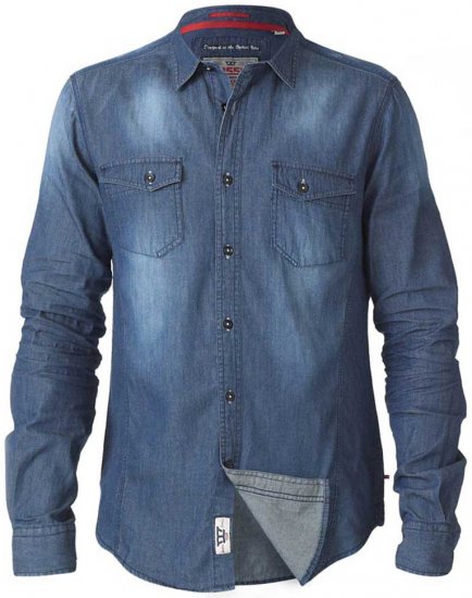 D555 Tobias LS Vintage Denim Shirt - Koszule - Koszule 2XL-10XL