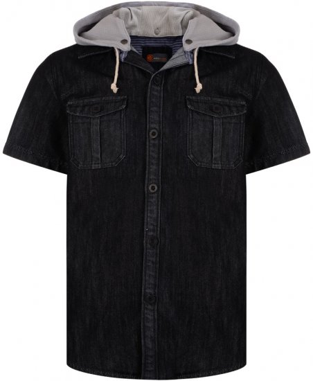 Kam Jeans Luiz Short Sleeve Denim Shirt Black - Koszule - Koszule 2XL-10XL