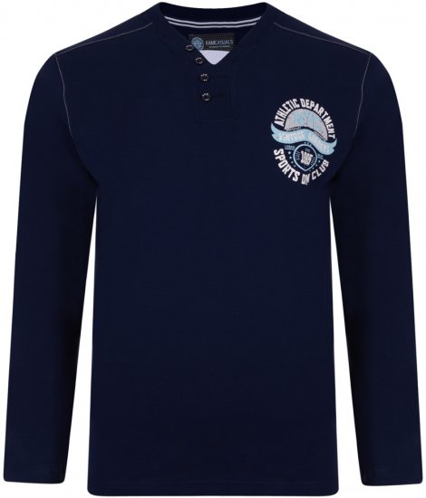 Kam Jeans 5205 Long Sleeve T-shirt Navy - Koszulki - T-shirty meskie Duże Rozmiary - 2XL-14XL