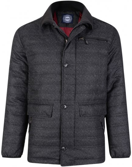 Kam Jeans 67 Casual Quilted Jacket Charcoal - Kurtki Męskie Duże Rozmiary - Kurtki Duże rozmiary 2XL-8XL