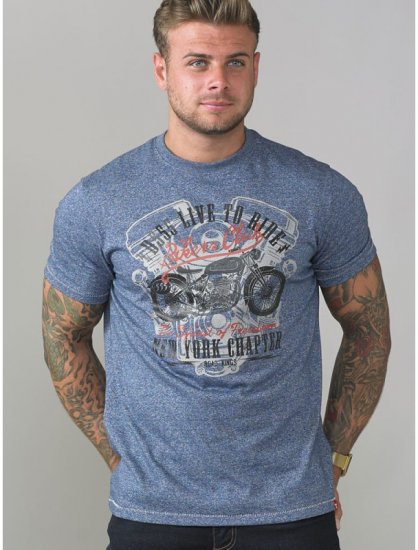 D555 Bradley T-shirt Blue - Koszulki - T-shirty meskie Duże Rozmiary - 2XL-14XL